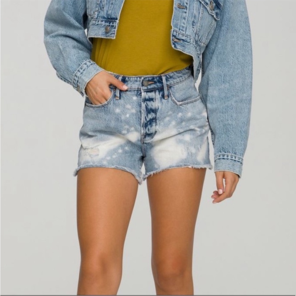 Good American Bombshell Shorts Acid Distressed Size 15